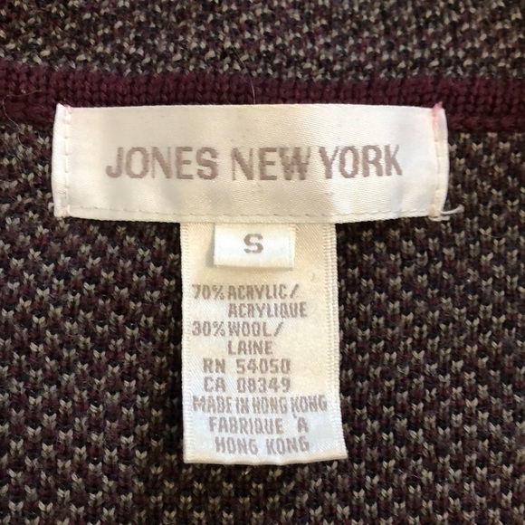Womens Button Up Cardigan Sz S Wool Blend Burgundy Floral Grannycore Fall Winter - Picture 3 of 6